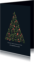 Weihnachtskarte mit Weihnachtsbaum in botanischem Look
