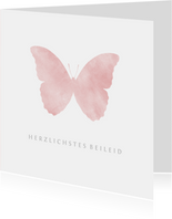 Beileidskarte rosa Schmetterling
