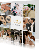 Dankeskarte zur Hochzeit mit Fotocollage und Herzen 