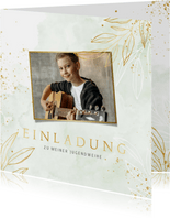 Einladung Jugendweihe grünes Aquarell & Gold