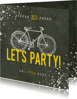 Einladung zum Geburtstag Let's Party mit Fahrrad