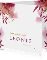 Einladung zur Konfirmation botanisch pink Foto innen 