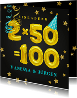 Einladungskarte Geburtstagsparty 2x50=100