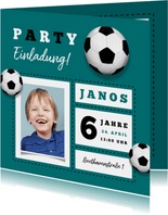 Einladungskarte Kindergeburtstag Fußball und Foto