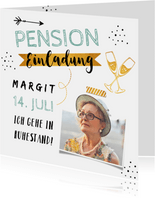 Einladungskarte Pensionsfeier Foto & Goldlook