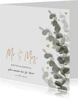Einladungskarte zur Hochzeit Eukalyptusblätter