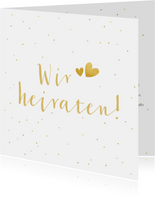 Einladungskarte zur Hochzeit goldenes Konfetti