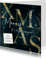 Firmen-Weihnachtskarte 'Merry Xmas' Goldoptik