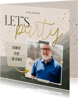 Foto-Einladung Rentenbeginn graugrün 'Let's party'