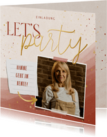 Foto-Einladung Rentenbeginn rostrot 'Let's party'