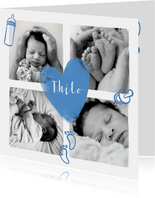 Geburtskarte Fotocollage Herz und Icons