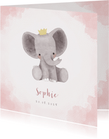 Geburtskarte rosa niedlicher Elefant Foto innen