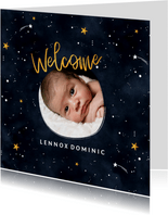 Geburtskarte Sternenhimmel mit Foto