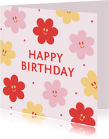 Geburtstags-Glückwunschkarte lachende Blumen