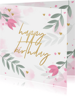 Geburtstags-Glückwunschkarte mit rosa Tulpen