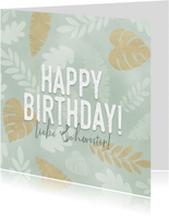 Geburtstagskarte Blätter in Pastell