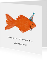 Geburtstagskarte Fisch mit Partyhut