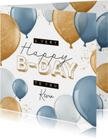 Geburtstagskarte Luftballons blau & gold