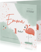 Geburtstagskarte pastell mit Flamingo