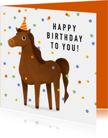 Geburtstagskarte Pferd und Konfetti