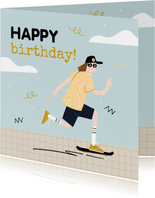 Geburtstagskarte Skateboard fahren
