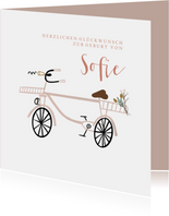Glückwunschkarte Geburt Mädchen Fahrrad