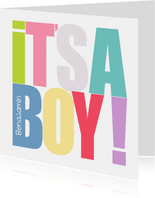 Glückwunschkarte zur Geburt It's a boy Typografie