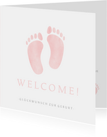 Glückwunschkarte zur Geburt rosa Füße