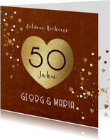 Goldene Hochzeit Glückwunschkarte Goldherz