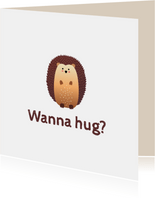 Grußkarte mit Igel 'Wanna hug'