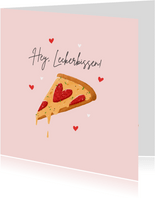Grußkarte Valentinstag Pizza zum Anbeißen