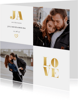 Hochzeitseinladung Goldakzente Fotos Quadrat