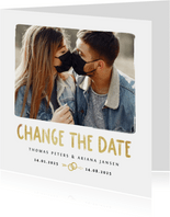 Hochzeitskarte Change-the-Date Foto Pinselstrich