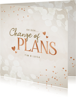Karte Change-of-Plans Hochzeit Herzen Kupfer