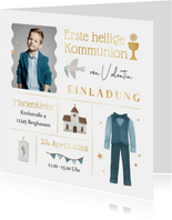 Kommunionseinladung Kommunionsanzug & Foto