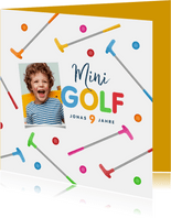 Minigolf Kindergeburtstag Einladungskarte mit Foto