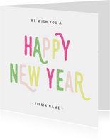 Neujahrskarte farbenfrohe Typografie