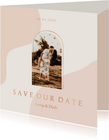 Save-the-Date-Karte Hochzeit Foto Bogenfenster Kupfer