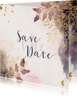 Save-the-Date-Karte Hochzeit rosa mit stilvollen Blumen