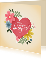 Valentinskarte Herz mit Blumen