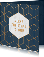 Weihnachtskarte geschäftlich Hexagon Goldlook