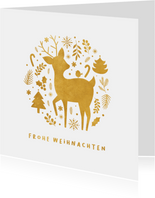 Weihnachtskarte Reh mit Weihnachtsdeko