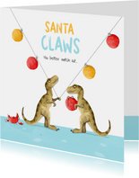 Weihnachtskarte 'Santa Claws' mit Dinos