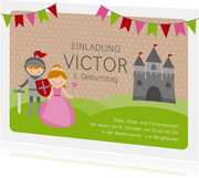 Einladungskarte Kindergeburtstag Ritter und Prinzessin