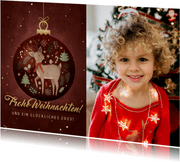 Foto-Weihnachtskarte Reh in Weihnachtskugel