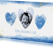 Geburtskarte mit Herzen