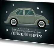 Glückwunschkarte Führerschein Käfer