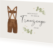 Karte Trauzeuge Trachtenhochzeit Lederhose