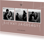 Karte zur Verlobung minimalistisch mit Fotoreihe