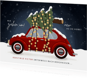 Umzugskarte Käfer mit Weihnachtsbaum